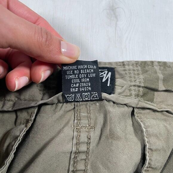 Stussy Men's 34x31 Camo Cargo Pants Beige Green 6 Pocket Drawstring - Picture 10 of 16